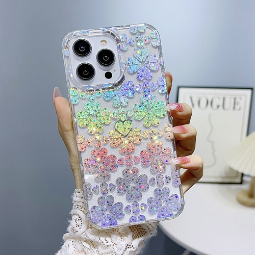 iPhone 14 Pro Little Star Series Glitter Powder TPU Phone Case - Clover