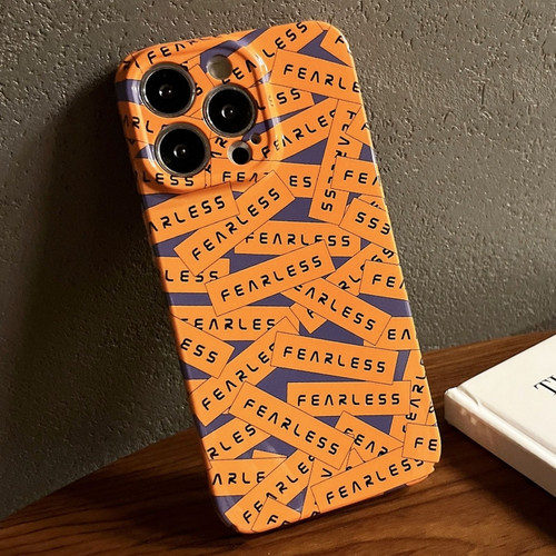 iPhone 14 Pro Painted Pattern Precise Hole PC Phone Case - Orange Label