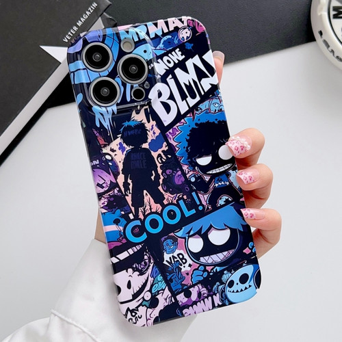 iPhone 14 Pro Painted Pattern Precise Hole PC Phone Case - Purple Comics