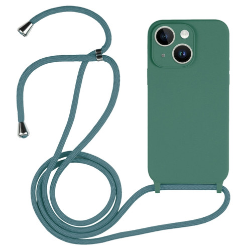 iPhone 14 Plus Crossbody Lanyard Liquid Silicone Case - Emerald Green
