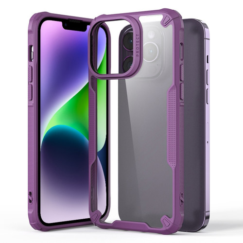 iPhone 14 Plus Four-corner Glossy Shockproof Phone Case - Purple
