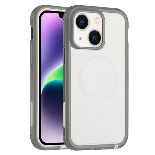 iPhone 14 Plus Defender Series XT MagSafe Magnetic PC + TPU Shockproof Phone Case - White+Grey