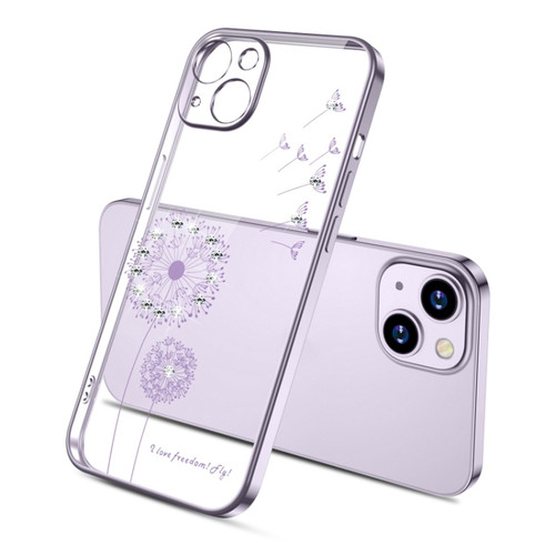 iPhone 14 Plus Electroplating Diamond Dandelion TPU Phone Case  - Purple