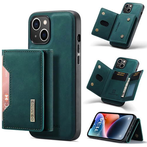 iPhone 14 Plus DG.MING M2 Series 3-Fold Card Bag Leather Case - Green