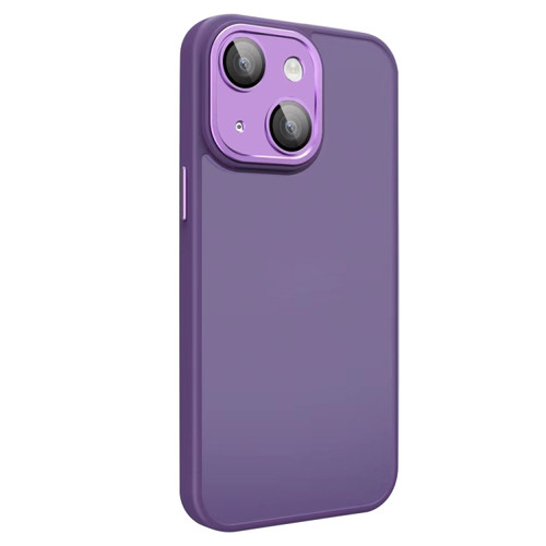 iPhone 14 Plus All-inclusive TPU Edge Acrylic Back Phone Case with Lens Film - Deep Purple