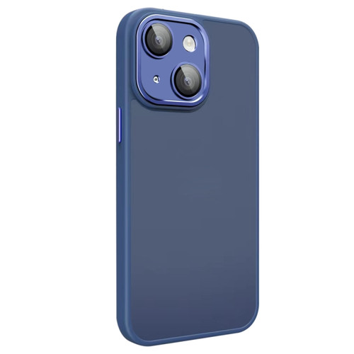 iPhone 14 Plus All-inclusive TPU Edge Acrylic Back Phone Case with Lens Film - Navy Blue