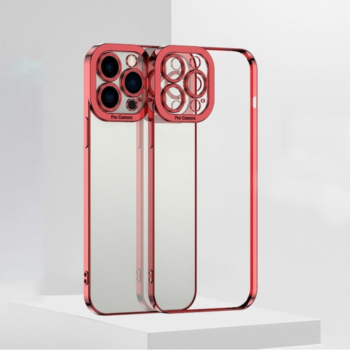 iPhone 14 Plus Electroplating High Transparent TPU Phone Case  - Red