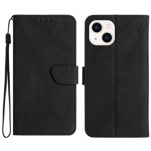 iPhone 14 Plus Stitching Embossed Leather Phone Case - Black
