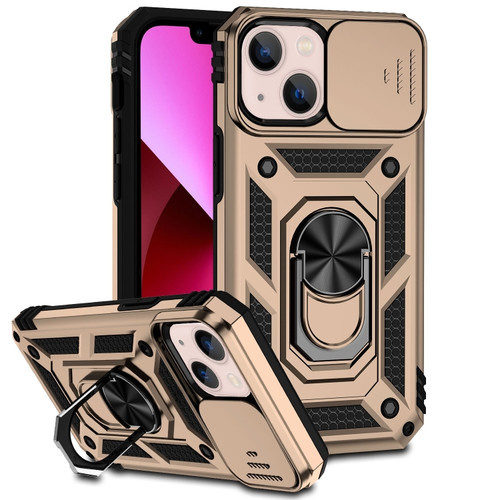 iPhone 14 Plus Sliding Camshield Holder Phone Case  - Gold