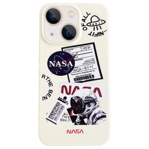 iPhone 14 Plus Astronaut Pattern Glossy PC Phone Case - White
