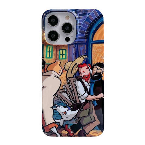 iPhone 14 Plus Oil Painting Glossy PC Phone Case - Puppy