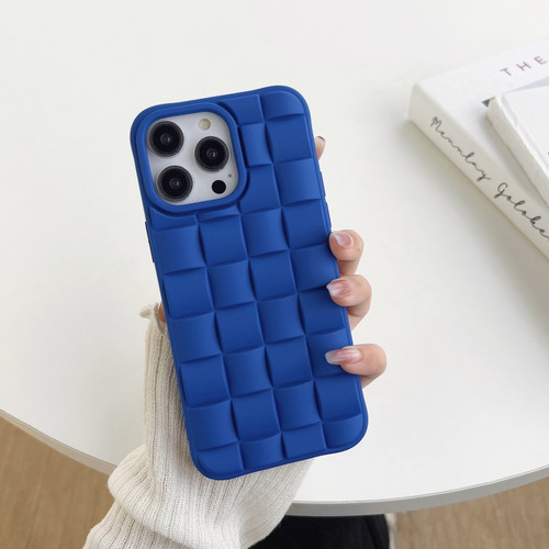 iPhone 14 Plus 3D Cube Weave Texture Skin Feel Phone Case - Dark Blue