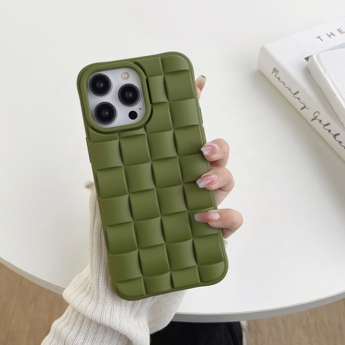 iPhone 14 Plus 3D Cube Weave Texture Skin Feel Phone Case - Olive Green