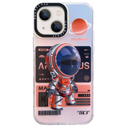 iPhone 14 Plus Mechanical Astronaut Pattern TPU Phone Case - Orange