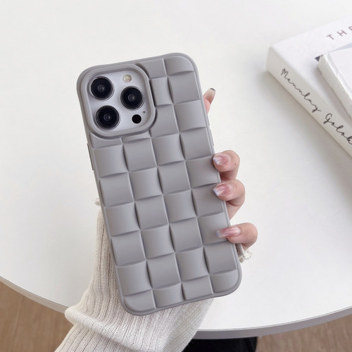 iPhone 14 Plus 3D Cube Weave Texture Skin Feel Phone Case - Grey