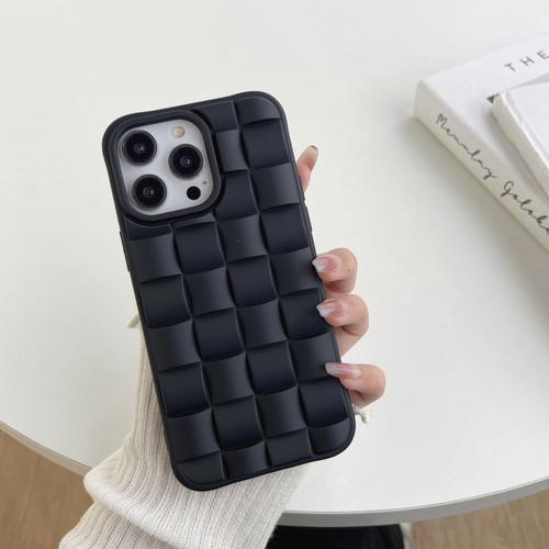 iPhone 14 Plus 3D Cube Weave Texture Skin Feel Phone Case - Black