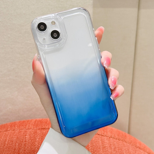 iPhone 14 Plus Gradient Electroplated Button Space Phone Case - Blue