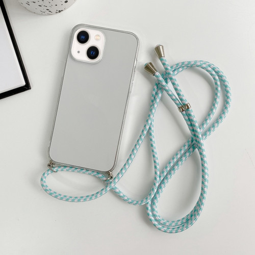 iPhone 14 Plus Thicken Colorful TPU Phone Case with Braided Lanyard - Transparent