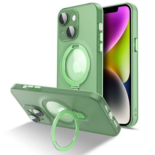 iPhone 14 Plus MagSafe Magnetic Multifunctional Holder Phone Case - Green