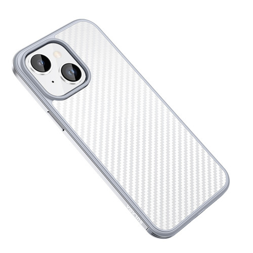 iPhone 14 Plus SULADA Carbon Fiber Textured Shockproof Metal + TPU Frame Case - Silver