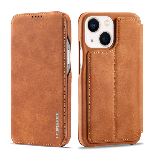 iPhone 14 Plus LC.IMEEKE Hon Ancient Series Flip Leather Phone Case  - Brown