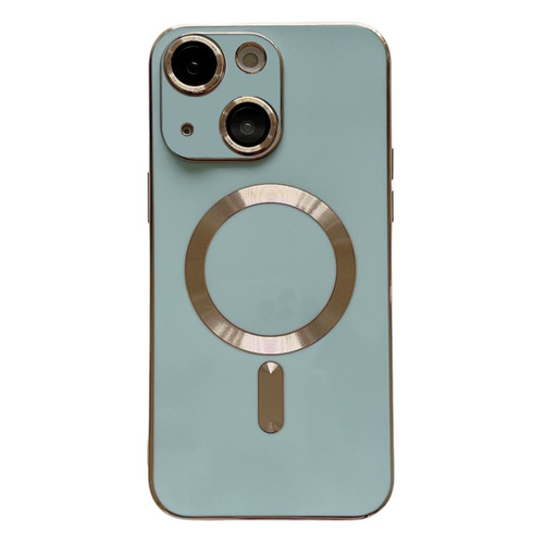 iPhone 14 Plus Magsafe Plating TPU Phone Case with Lens Film - Light Green