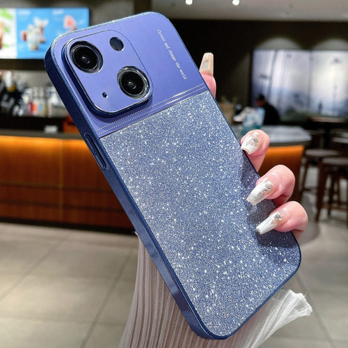 iPhone 14 Plus Metallic Glitter Powder Shockproof Phone Case - Blue