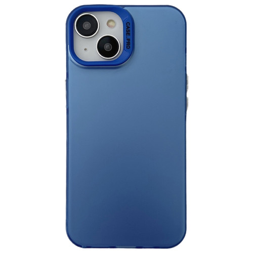 iPhone 14 Plus Semi Transparent Frosted PC Phone Case - Blue