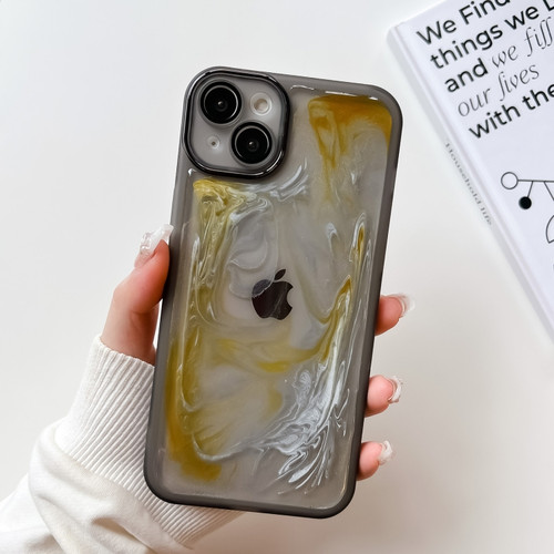 iPhone 14 Plus Oil Painting Electroplating TPU Phone Case - Grey