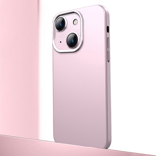 iPhone 14 Plus Frosted Metal Material Phone Case with Lens Protection - Pink