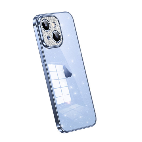 iPhone 14 Plus SULADA Electroplated Transparent Glittery TPU Phone Case - Blue