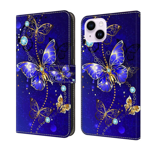iPhone 14 Plus Crystal 3D Shockproof Protective Leather Phone Case - Diamond Butterfly