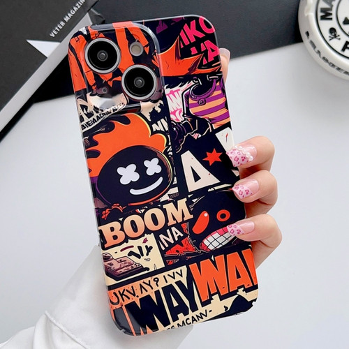 iPhone 14 Plus Painted Pattern Precise Hole PC Phone Case - Orange Comics