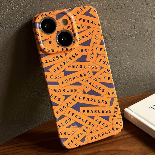 iPhone 14 Plus Painted Pattern Precise Hole PC Phone Case - Orange Label