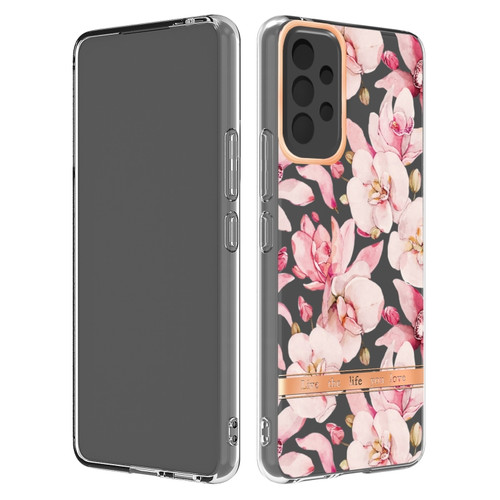 Samsung Galaxy A53 5G Flowers and Plants Series IMD TPU Phone Case - Pink Gardenia