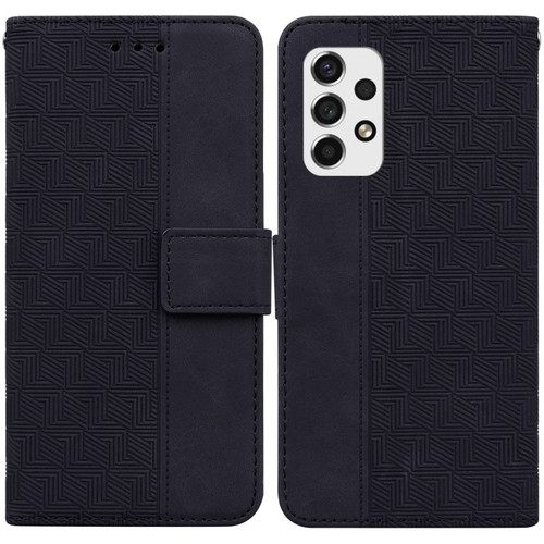 Samsung Galaxy A53 5G Geometric Embossed Leather Phone Case - Black