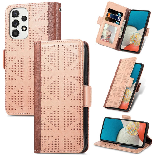 Samsung Galaxy A53 5G Grid Leather Flip Phone Case - Apricot