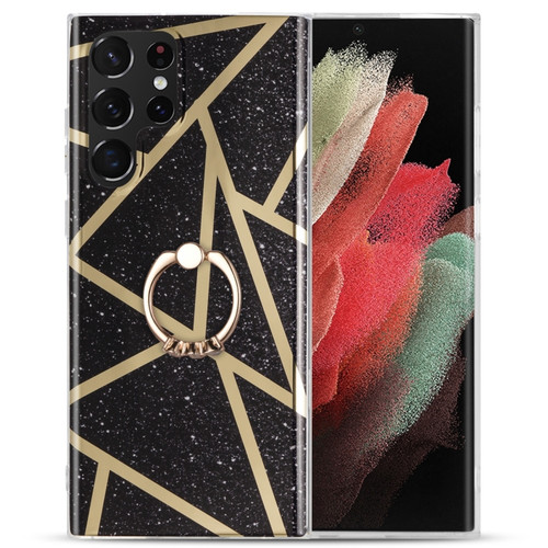 Samsung Galaxy A53 5G Electroplating IMD Marble TPU Phone Case with Ring - Black