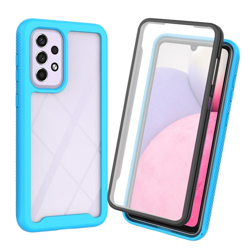 Samsung Galaxy A53 5G Starry Sky Solid Color Series PC + TPU Phone Case with PET Film - Sky Blue