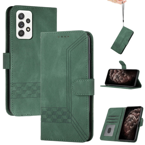 Samsung Galaxy A53 5G Cubic Skin Feel Flip Leather Phone Case - Green