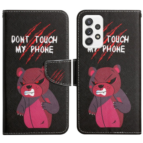 Samsung Galaxy A53 5G Painted Pattern Horizontal Flip Leather Phone Case - Red Bear