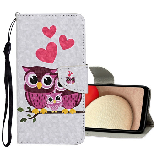 Samsung Galaxy A53 5G Colored Drawing Pattern Flip Leather Case - Owl Family