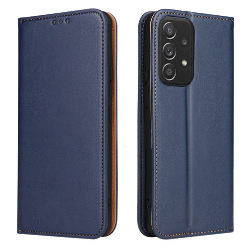 Samsung Galaxy A53 5G Fierre Shann PU Genuine Leather Texture Leather Phone Case - Blue