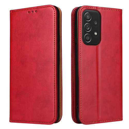 Samsung Galaxy A53 5G Fierre Shann PU Genuine Leather Texture Leather Phone Case - Red