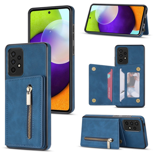 Samsung Galaxy A53 5G Zipper Card Holder Phone Case - Blue