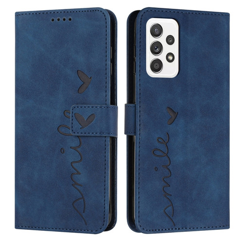 Samsung Galaxy A53 5G Skin Feel Heart Pattern Leather Phone Case - Blue