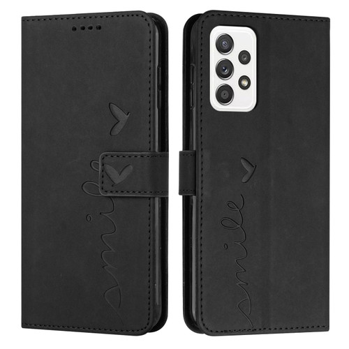 Samsung Galaxy A53 5G Skin Feel Heart Pattern Leather Phone Case - Black