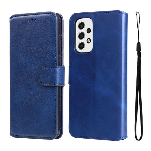 Samsung Galaxy A53 5G JUNSUNMAY Calf Texture Leather Phone Case - Blue