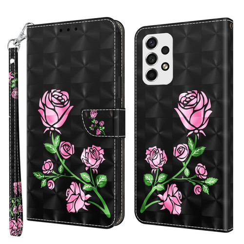 Samsung Galaxy A53 5G 3D Painted Leather Phone Case - Rose