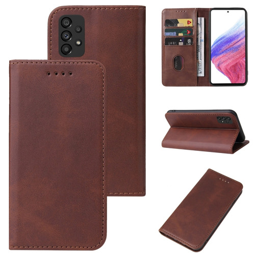 Samsung Galaxy A53 5G Magnetic Closure Leather Phone Case - Brown